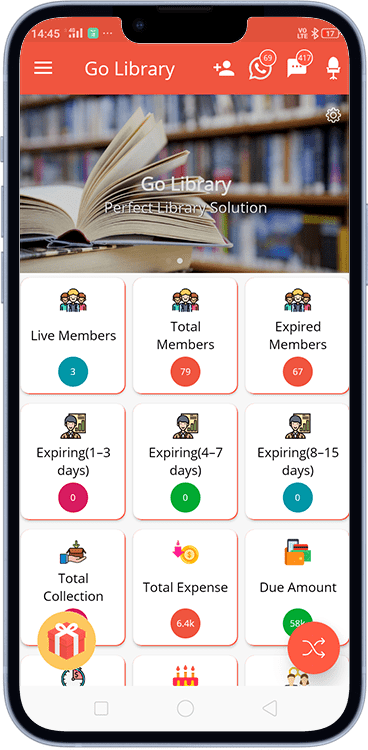 GoLibrary mobile app dashboard
