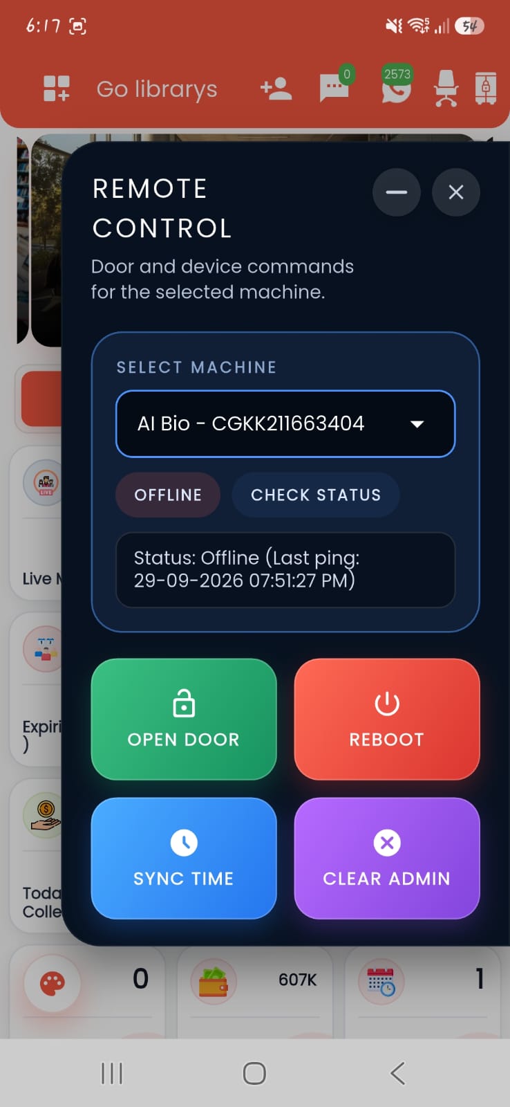 Biometric Attendance screen