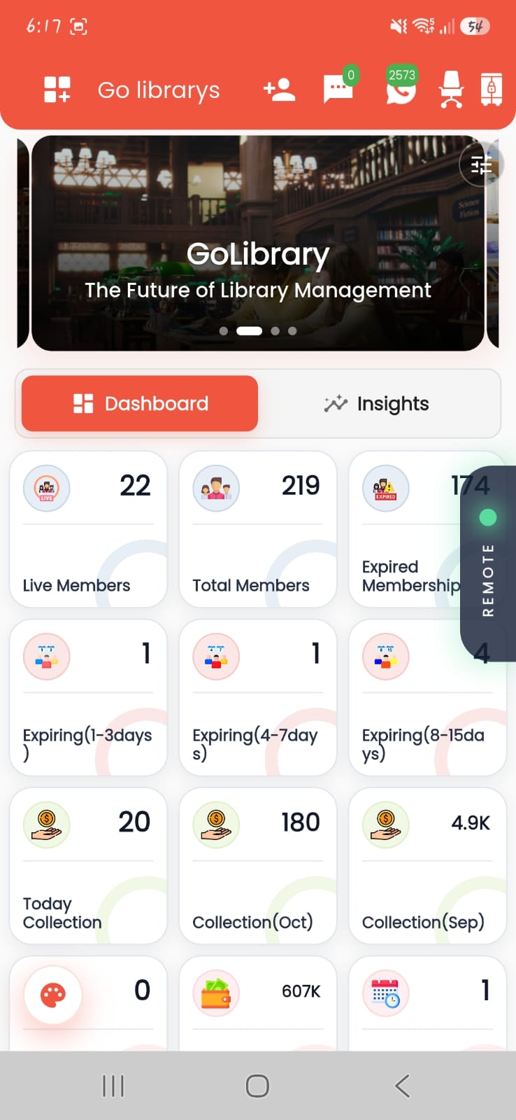 Dashboard screen