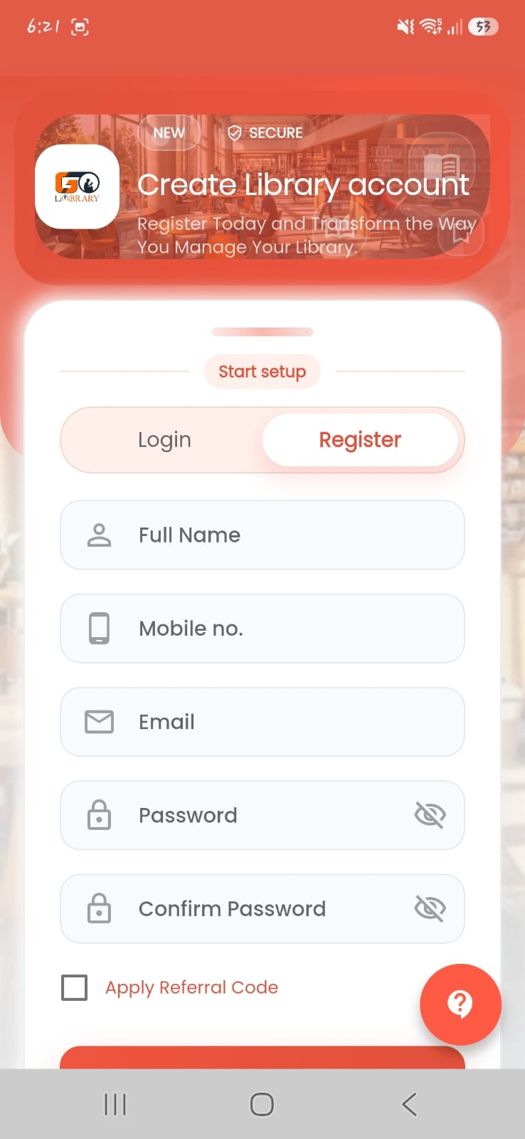 Register screen