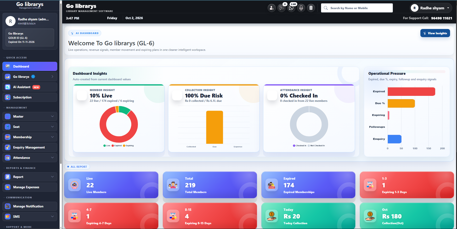 GoLibrary web dashboard